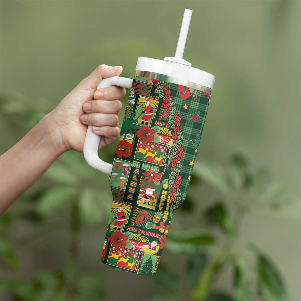 Mele Kalikimaka Pakalana Pikake Lei Tumbler With Handle Hawaiian Rodeo Paniolo Ulaula Palaka LT9 - Polynesian Pride