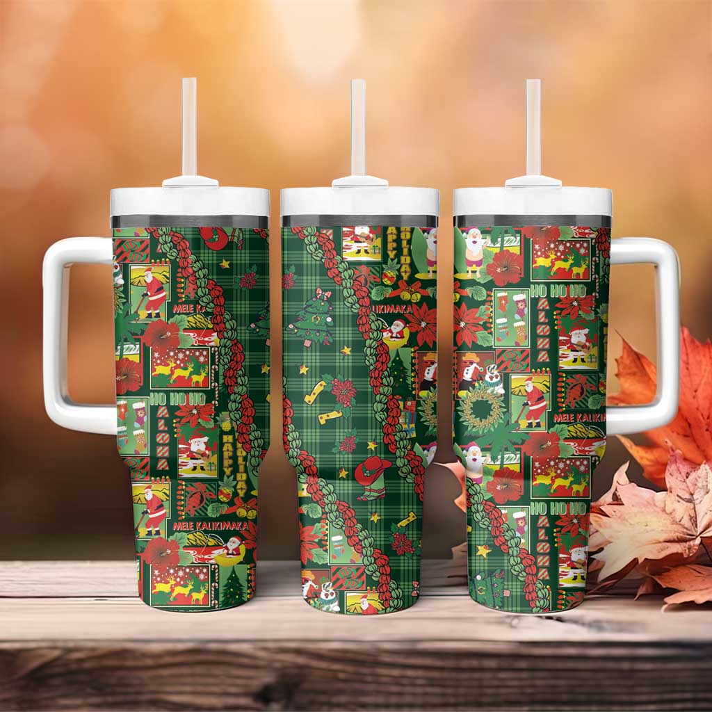 Mele Kalikimaka Pakalana Pikake Lei Tumbler With Handle Hawaiian Rodeo Paniolo Ulaula Palaka LT9 - Polynesian Pride