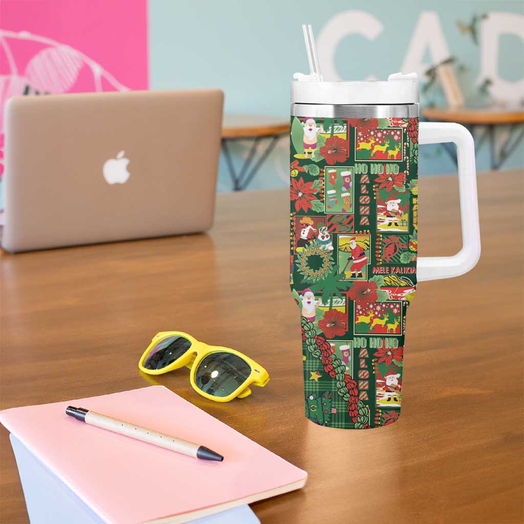 Mele Kalikimaka Pakalana Pikake Lei Tumbler With Handle Hawaiian Rodeo Paniolo Ulaula Palaka LT9 - Polynesian Pride