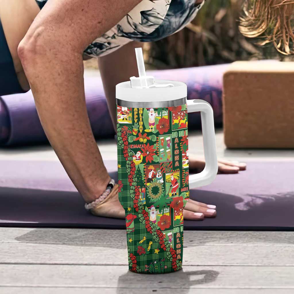 Mele Kalikimaka Pakalana Pikake Lei Tumbler With Handle Hawaiian Rodeo Paniolo Ulaula Palaka LT9 - Polynesian Pride