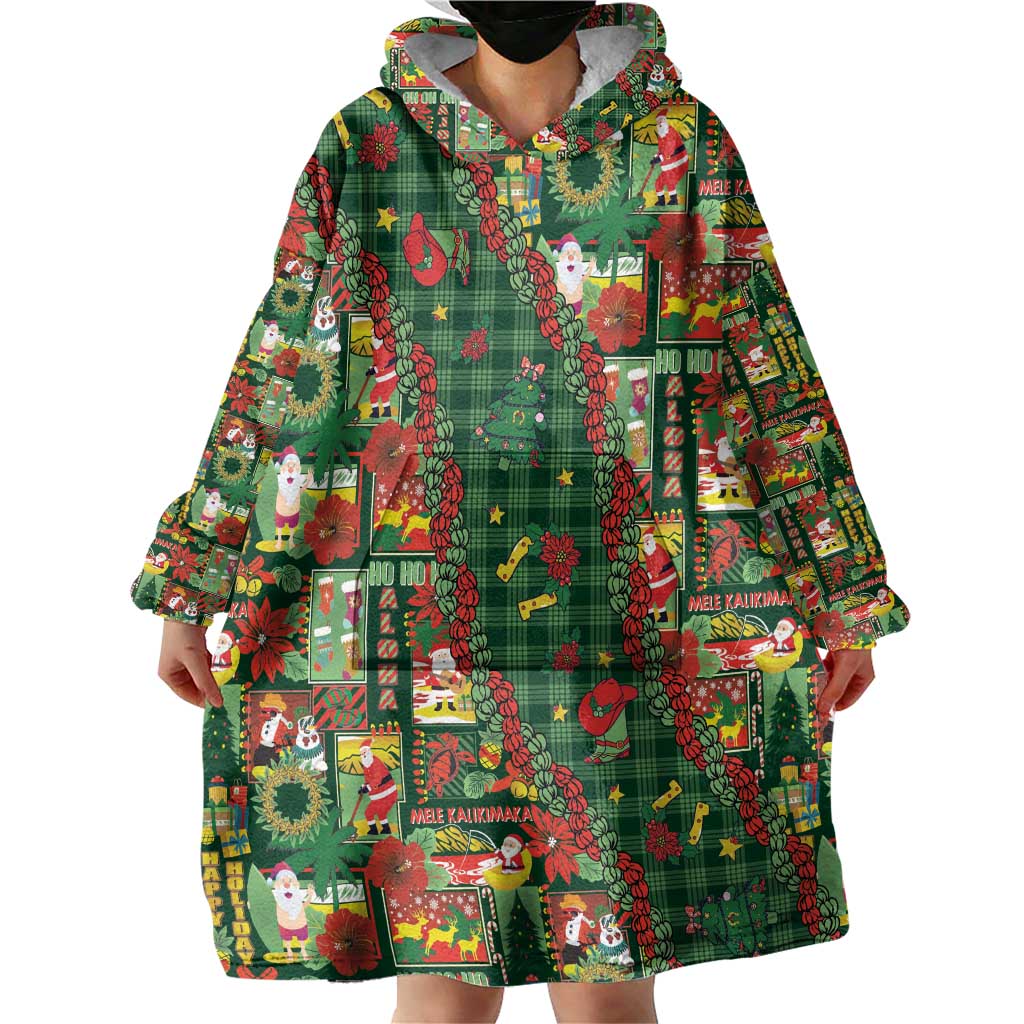 Mele Kalikimaka Pakalana Pikake Lei Wearable Blanket Hoodie Hawaiian Rodeo Paniolo Ulaula Palaka LT9 - Polynesian Pride