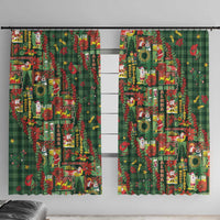 Mele Kalikimaka Pakalana Pikake Lei Window Curtain Hawaiian Rodeo Paniolo Ulaula Palaka LT9 With Hooks Red - Polynesian Pride