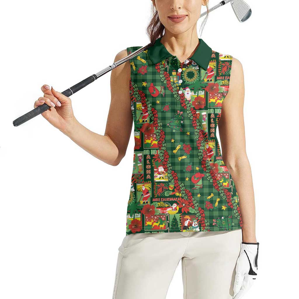 Mele Kalikimaka Pakalana Pikake Lei Women Sleeveless Polo Shirt Hawaiian Rodeo Paniolo Ulaula Palaka LT9 - Polynesian Pride