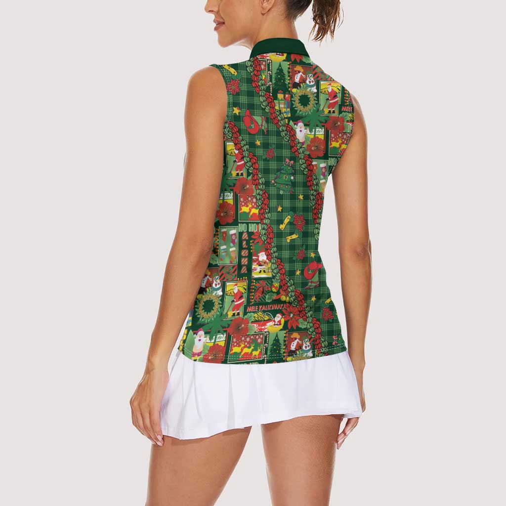 Mele Kalikimaka Pakalana Pikake Lei Women Sleeveless Polo Shirt Hawaiian Rodeo Paniolo Ulaula Palaka LT9 - Polynesian Pride