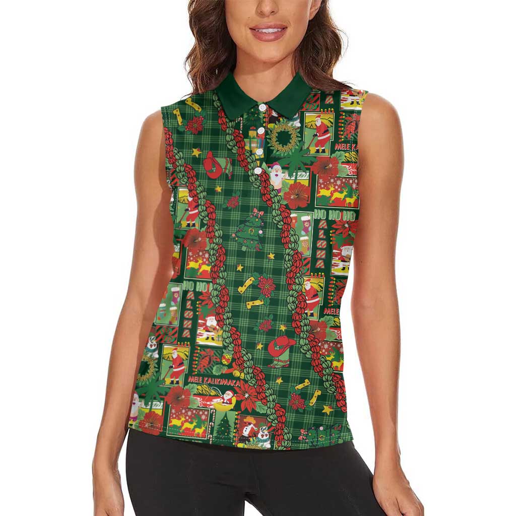 Mele Kalikimaka Pakalana Pikake Lei Women Sleeveless Polo Shirt Hawaiian Rodeo Paniolo Ulaula Palaka LT9 - Polynesian Pride