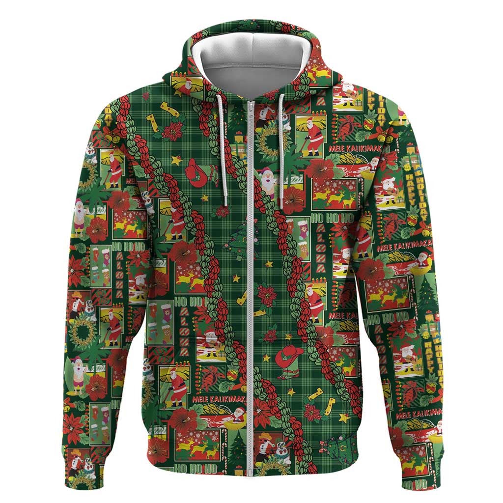 Mele Kalikimaka Pakalana Pikake Lei Zip Hoodie Hawaiian Rodeo Paniolo Ulaula Palaka LT9 Zip Hoodie Red - Polynesian Pride