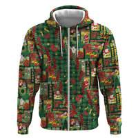 Mele Kalikimaka Pakalana Pikake Lei Zip Hoodie Hawaiian Rodeo Paniolo Ulaula Palaka LT9 Zip Hoodie Red - Polynesian Pride