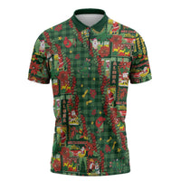 Mele Kalikimaka Pakalana Pikake Lei Zipper Polo Shirt Hawaiian Rodeo Paniolo Ulaula Palaka LT9 Red - Polynesian Pride
