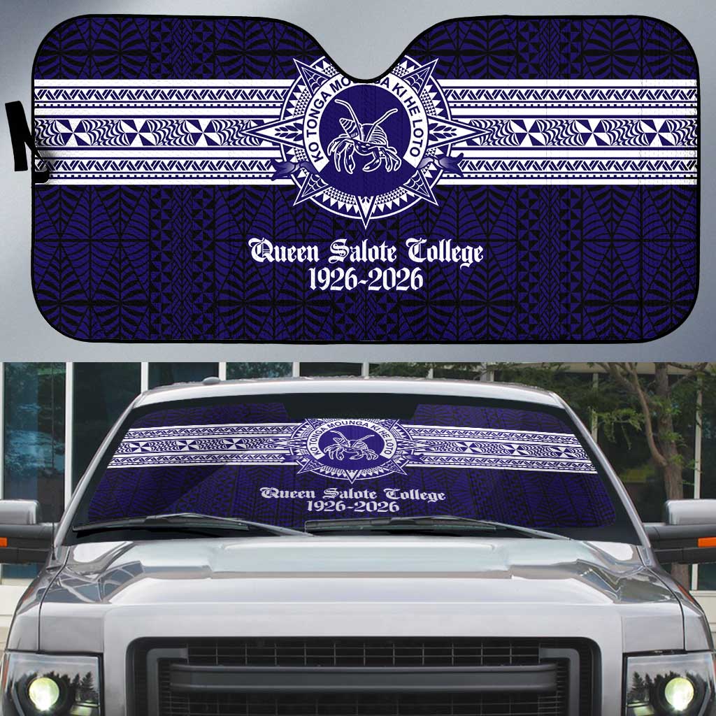 Tonga Queen Salote College 100 years Auto Sun Shade QSC 1926-2026 Tongan Pattern