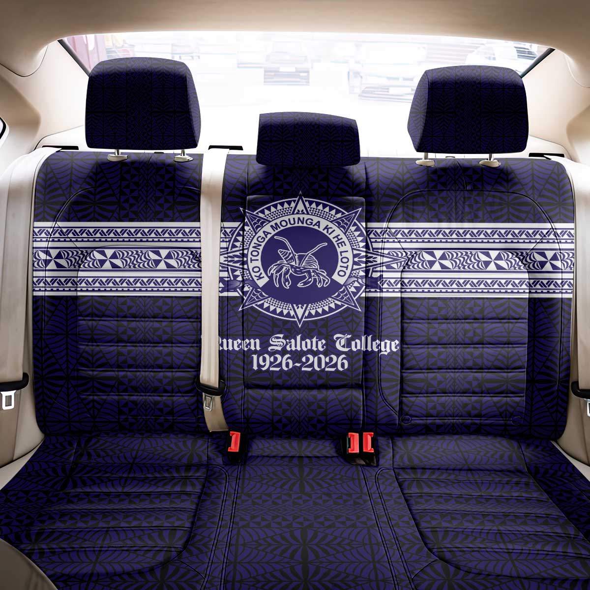 Tonga Queen Salote College 100 years Back Car Seat Cover QSC 1926-2026 Tongan Pattern LT9 - Polynesian Pride