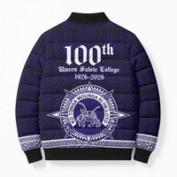 Tonga Queen Salote College 100 years Bomber Puffer Jacket QSC 1926-2026 Tongan Pattern