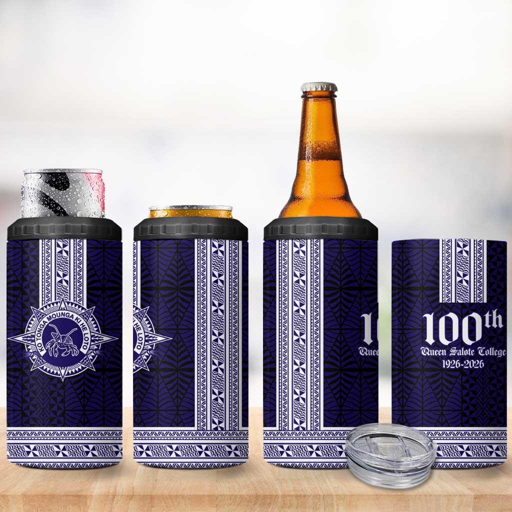 Tonga Queen Salote College 100 years 4 in 1 Can Cooler Tumbler QSC 1926-2026 Tongan Pattern LT9 - Polynesian Pride