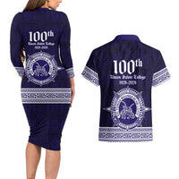 Tonga Queen Salote College 100 years Couples Matching Long Sleeve Bodycon Dress and Hawaiian Shirt QSC 1926-2026 Tongan Pattern LT9 - Polynesian Pride