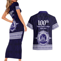 Tonga Queen Salote College 100 years Couples Matching Short Sleeve Bodycon Dress and Hawaiian Shirt QSC 1926-2026 Tongan Pattern LT9 - Polynesian Pride