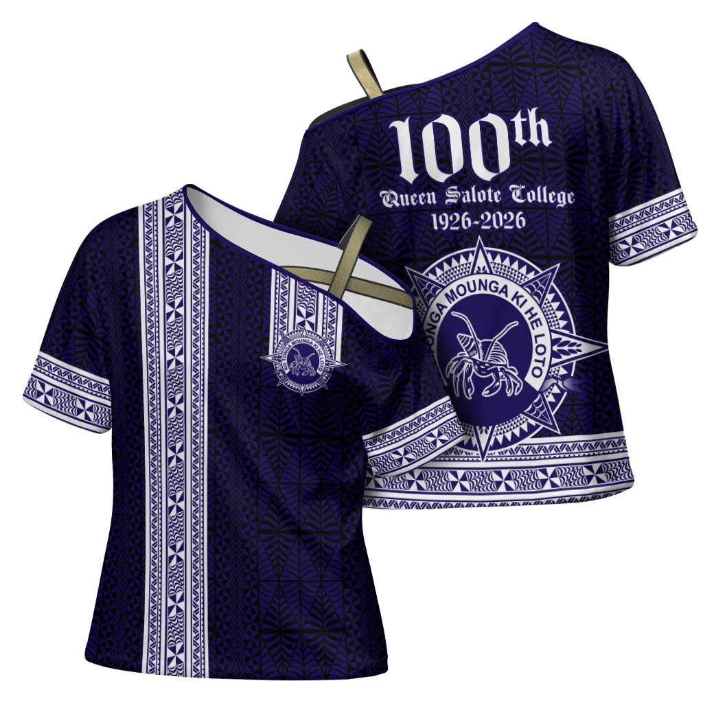 Tonga Queen Salote College 100 years Cross Shoulder Shirt QSC 1926-2026 Tongan Pattern
