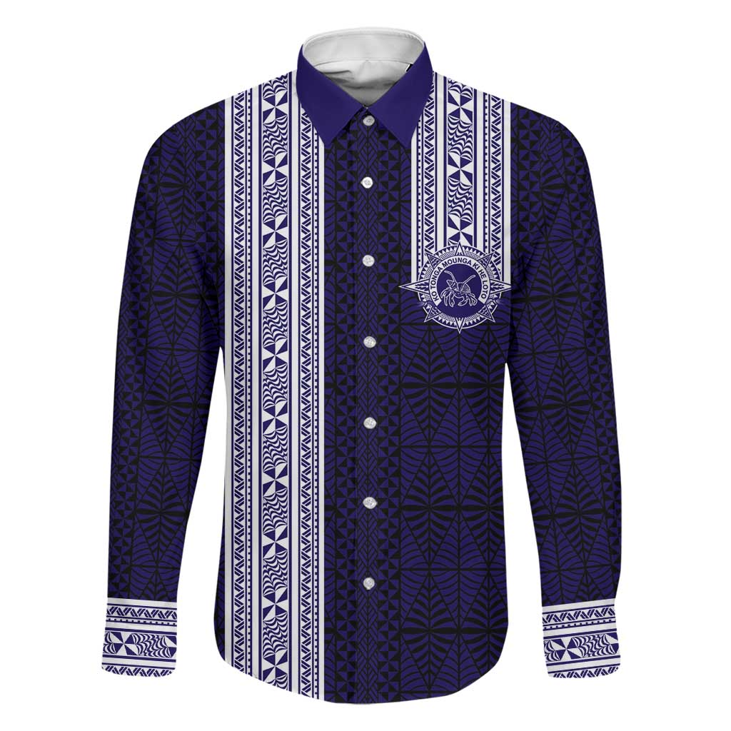 Tonga Queen Salote College 100 years Family Matching Mermaid Dress and Hawaiian Shirt QSC 1926-2026 Tongan Pattern LT9 Dad's Shirt - Long Sleeve Blue - Polynesian Pride