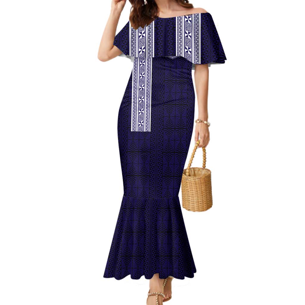 Tonga Queen Salote College 100 years Family Matching Mermaid Dress and Hawaiian Shirt QSC 1926-2026 Tongan Pattern LT9 Mom's Dress Blue - Polynesian Pride