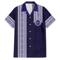 Tonga Queen Salote College 100 years Family Matching Off Shoulder Maxi Dress and Hawaiian Shirt QSC 1926-2026 Tongan Pattern LT9 Dad's Shirt - Short Sleeve Blue - Polynesian Pride