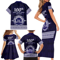 Tonga Queen Salote College 100 years Family Matching Short Sleeve Bodycon Dress and Hawaiian Shirt QSC 1926-2026 Tongan Pattern LT9 - Polynesian Pride