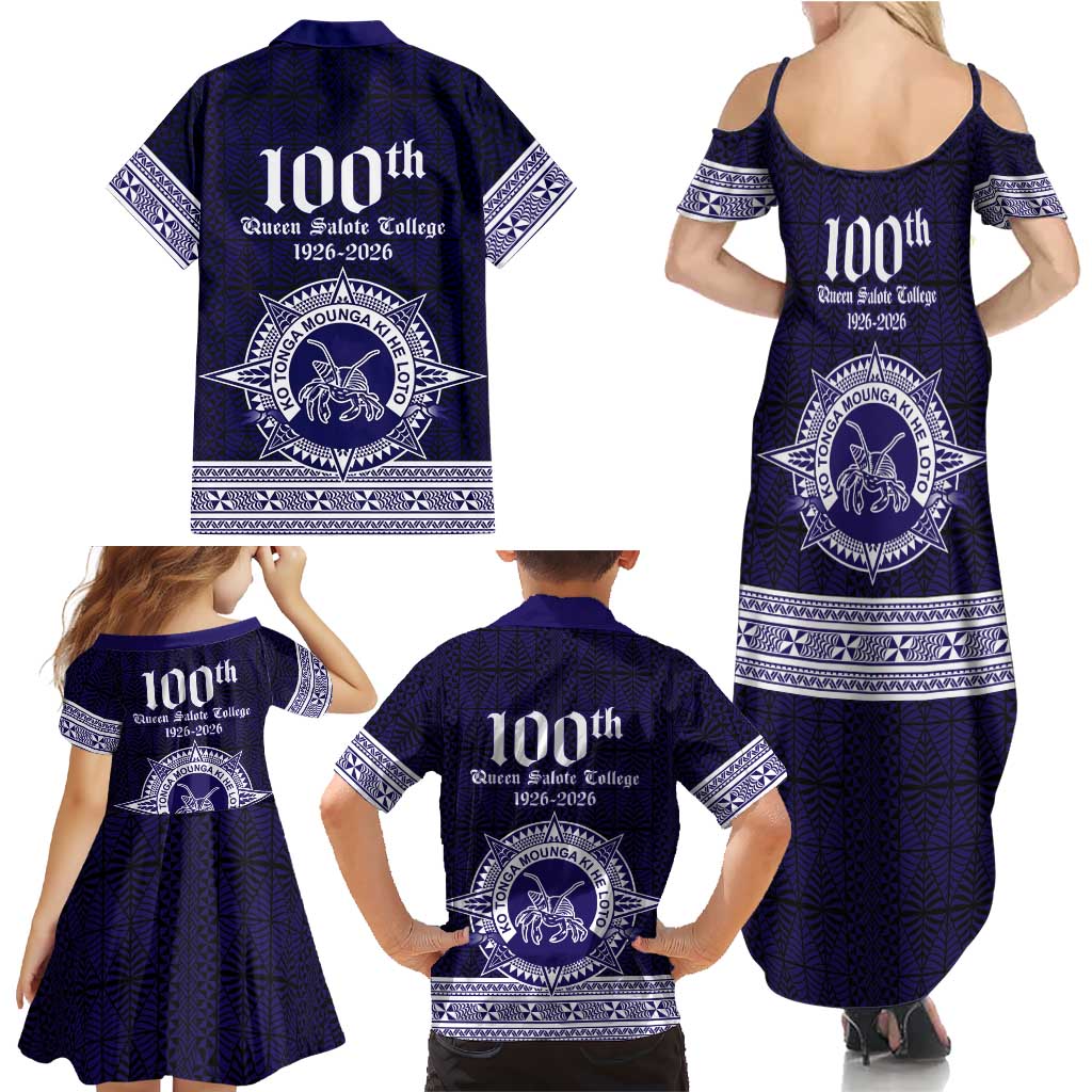 Tonga Queen Salote College 100 years Family Matching Summer Maxi Dress and Hawaiian Shirt QSC 1926-2026 Tongan Pattern LT9 - Polynesian Pride