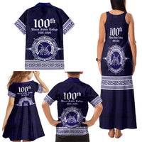 Tonga Queen Salote College 100 years Family Matching Tank Maxi Dress and Hawaiian Shirt QSC 1926-2026 Tongan Pattern LT9 - Polynesian Pride
