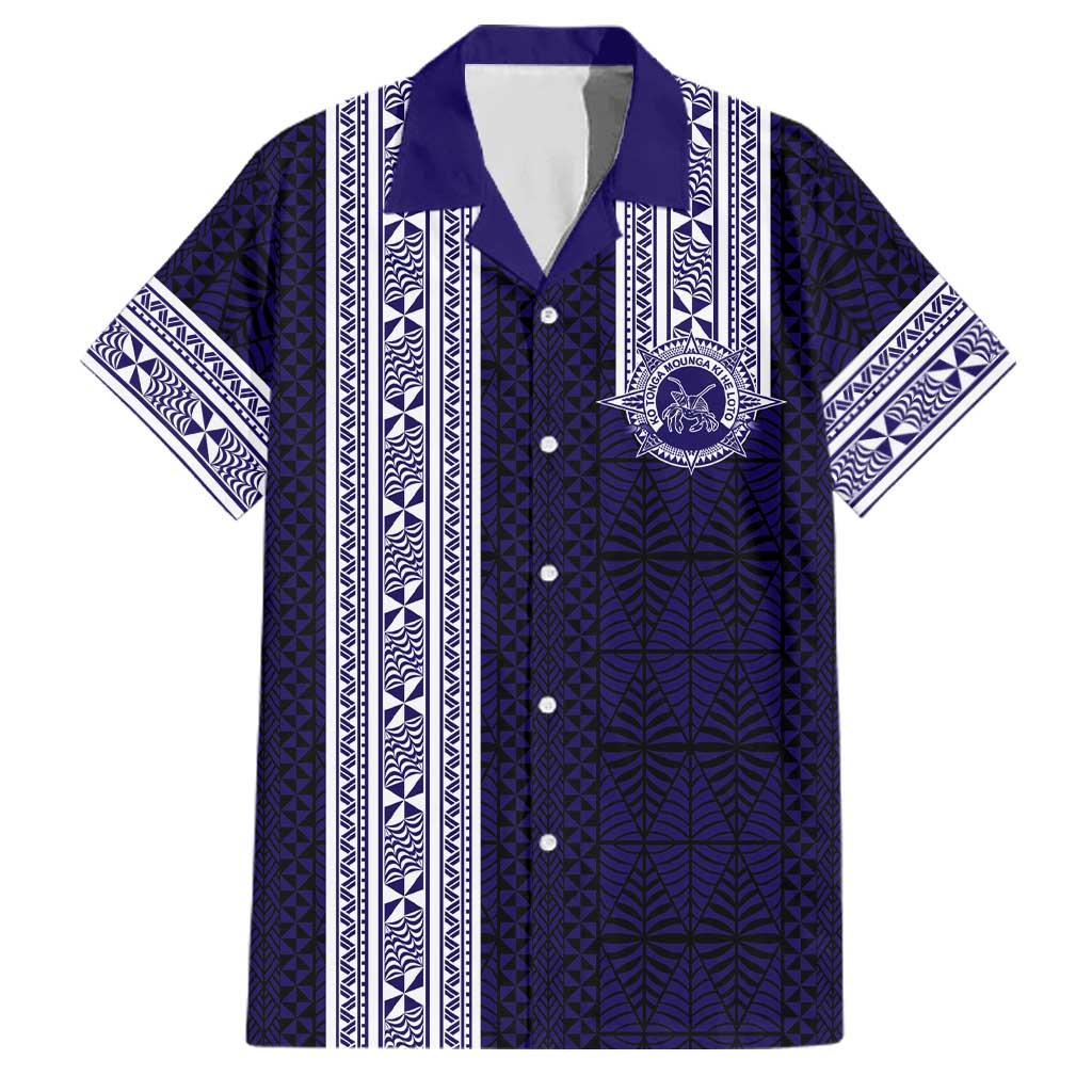 Tonga Queen Salote College 100 years Family Matching Tank Maxi Dress and Hawaiian Shirt QSC 1926-2026 Tongan Pattern LT9 Dad's Shirt - Short Sleeve Blue - Polynesian Pride