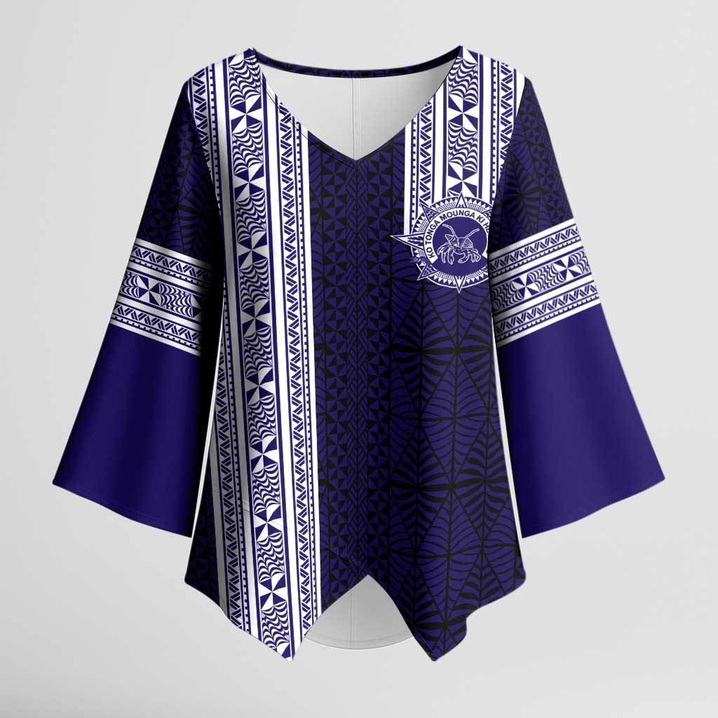 Tonga Queen Salote College 100 years Kimono Sleeve Blouse QSC 1926-2026 Tongan Pattern LT9 Female Blue - Polynesian Pride