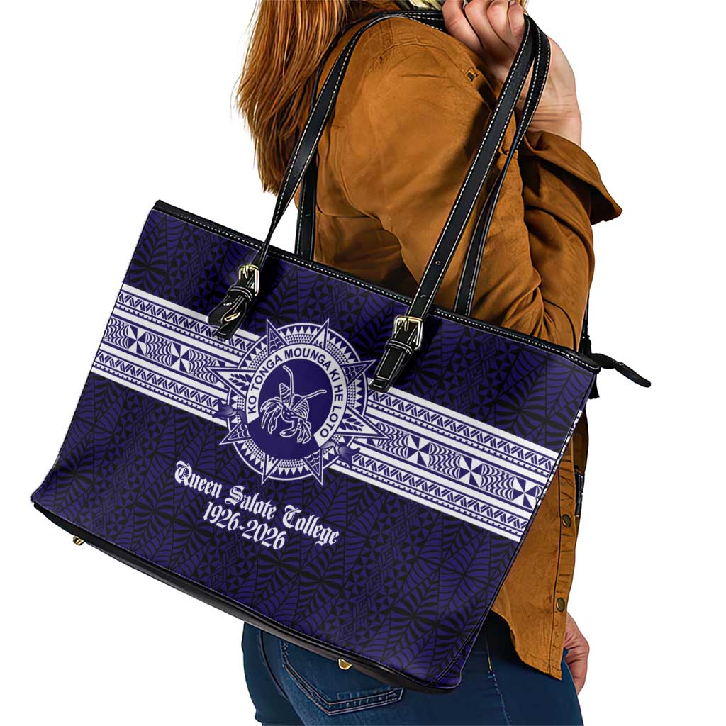 Tonga Queen Salote College 100 years Leather Tote Bag QSC 1926-2026 Tongan Pattern