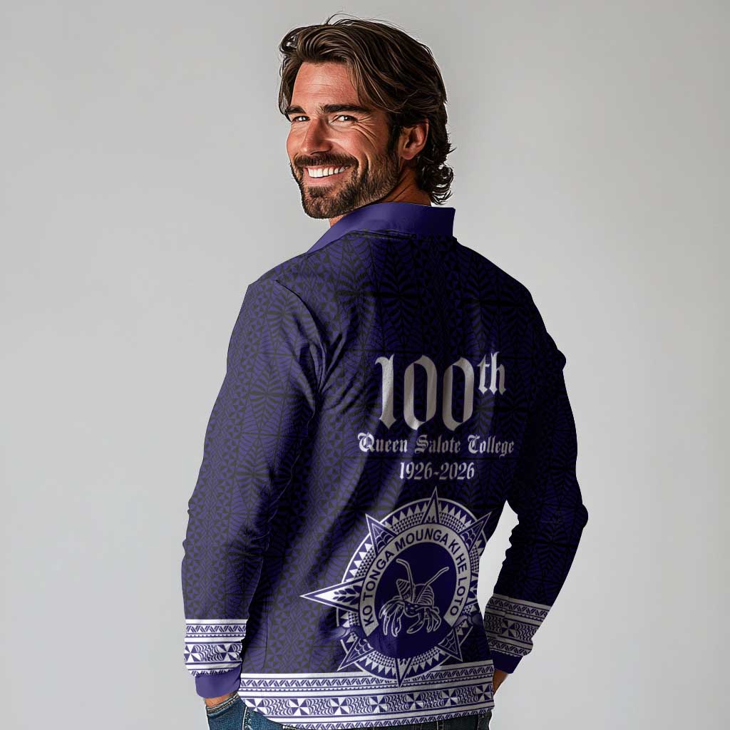 Tonga Queen Salote College 100 years Long Sleeve Polo Shirt QSC 1926-2026 Tongan Pattern