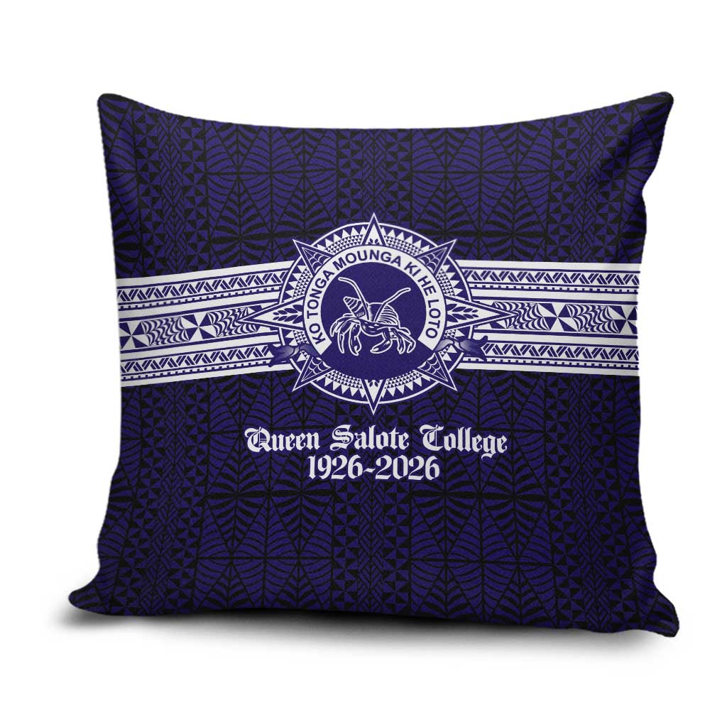 Tonga Queen Salote College 100 years Pillow Cover QSC 1926-2026 Tongan Pattern LT9 Blue - Polynesian Pride