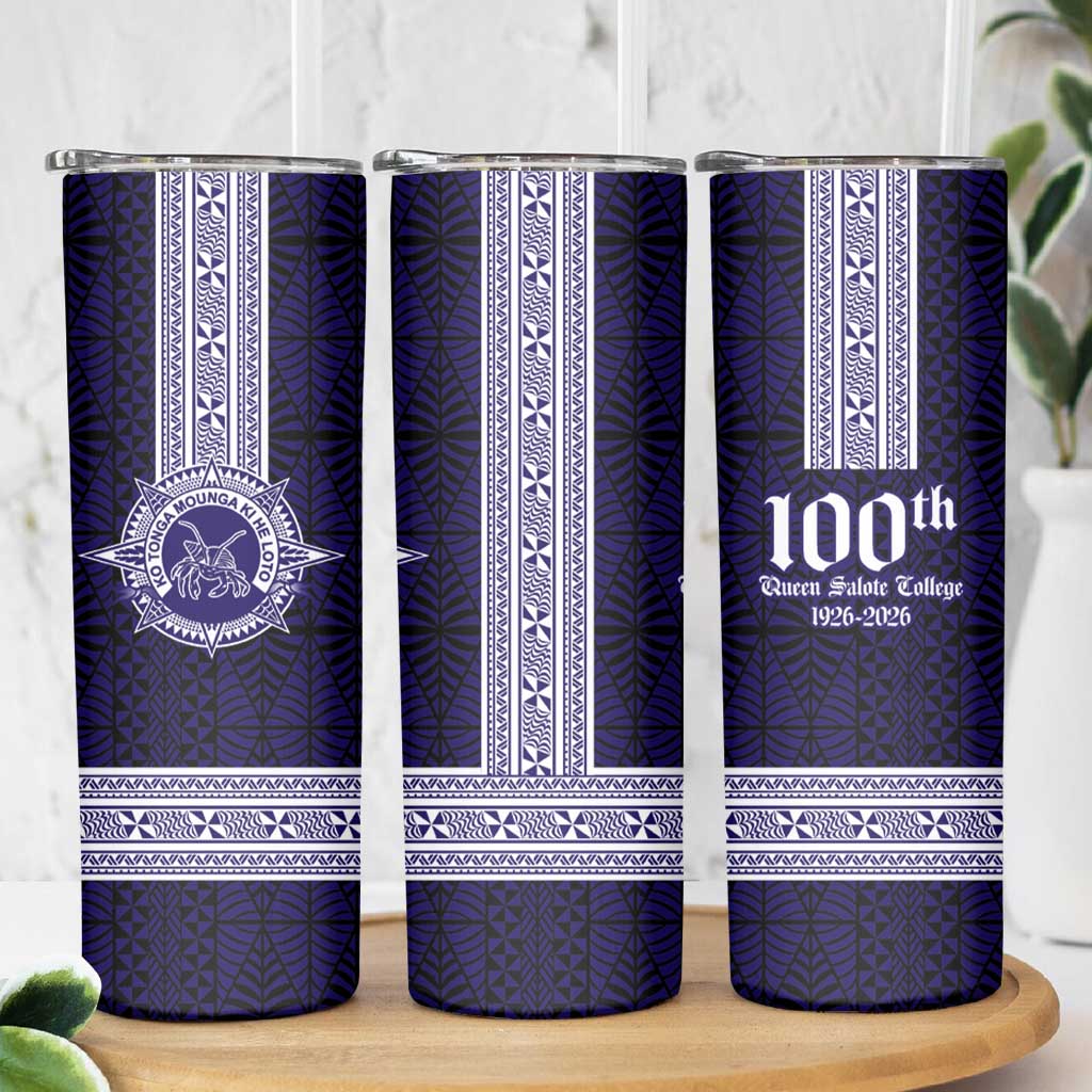 Tonga Queen Salote College 100 years Skinny Tumbler QSC 1926-2026 Tongan Pattern LT9 - Polynesian Pride