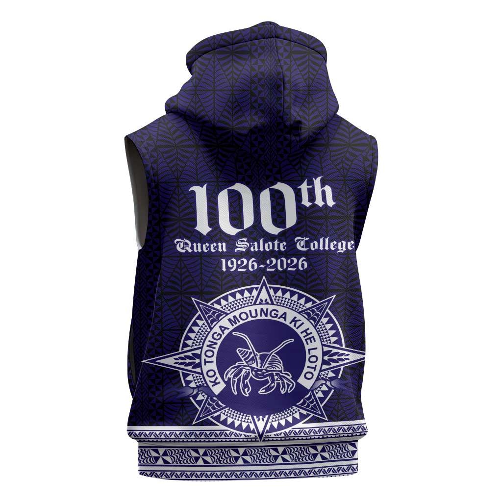 Tonga Queen Salote College 100 years Sleeveless Hoodie QSC 1926-2026 Tongan Pattern