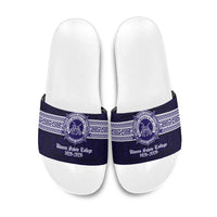 Tonga Queen Salote College 100 years Slide Sandals QSC 1926-2026 Tongan Pattern LT9 Blue - Polynesian Pride