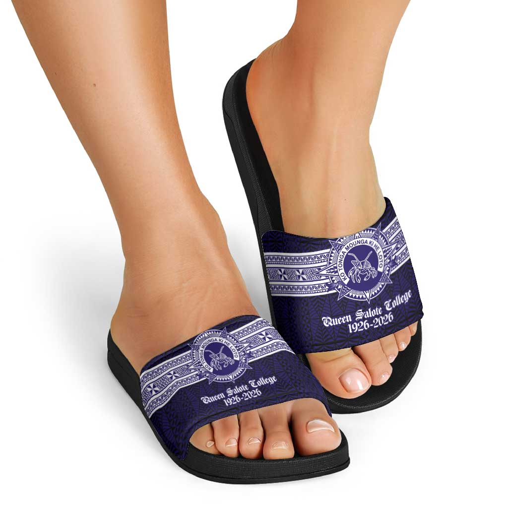 Tonga Queen Salote College 100 years Slide Sandals QSC 1926-2026 Tongan Pattern LT9 - Polynesian Pride