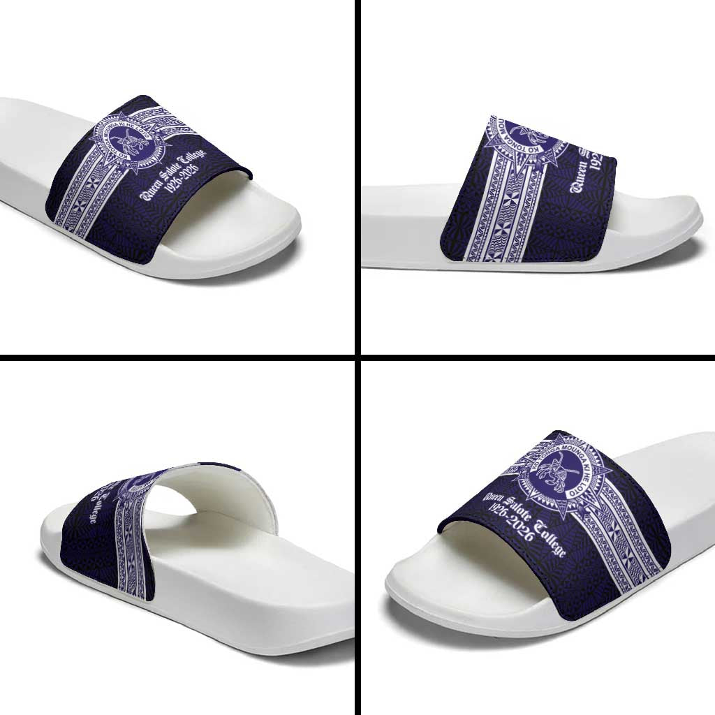 Tonga Queen Salote College 100 years Slide Sandals QSC 1926-2026 Tongan Pattern LT9 - Polynesian Pride