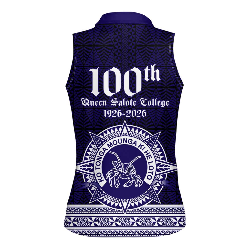 Tonga Queen Salote College 100 years Women Sleeveless Polo Shirt QSC 1926-2026 Tongan Pattern LT9 - Polynesian Pride