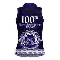Tonga Queen Salote College 100 years Women Sleeveless Polo Shirt QSC 1926-2026 Tongan Pattern LT9 - Polynesian Pride