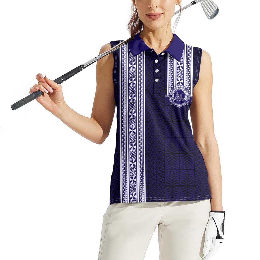 Tonga Queen Salote College 100 years Women Sleeveless Polo Shirt QSC 1926-2026 Tongan Pattern LT9 - Polynesian Pride