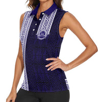 Tonga Queen Salote College 100 years Women Sleeveless Polo Shirt QSC 1926-2026 Tongan Pattern LT9 - Polynesian Pride