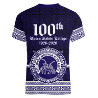 Tonga Queen Salote College 100 years Women V-Neck T-Shirt QSC 1926-2026 Tongan Pattern LT9 - Polynesian Pride