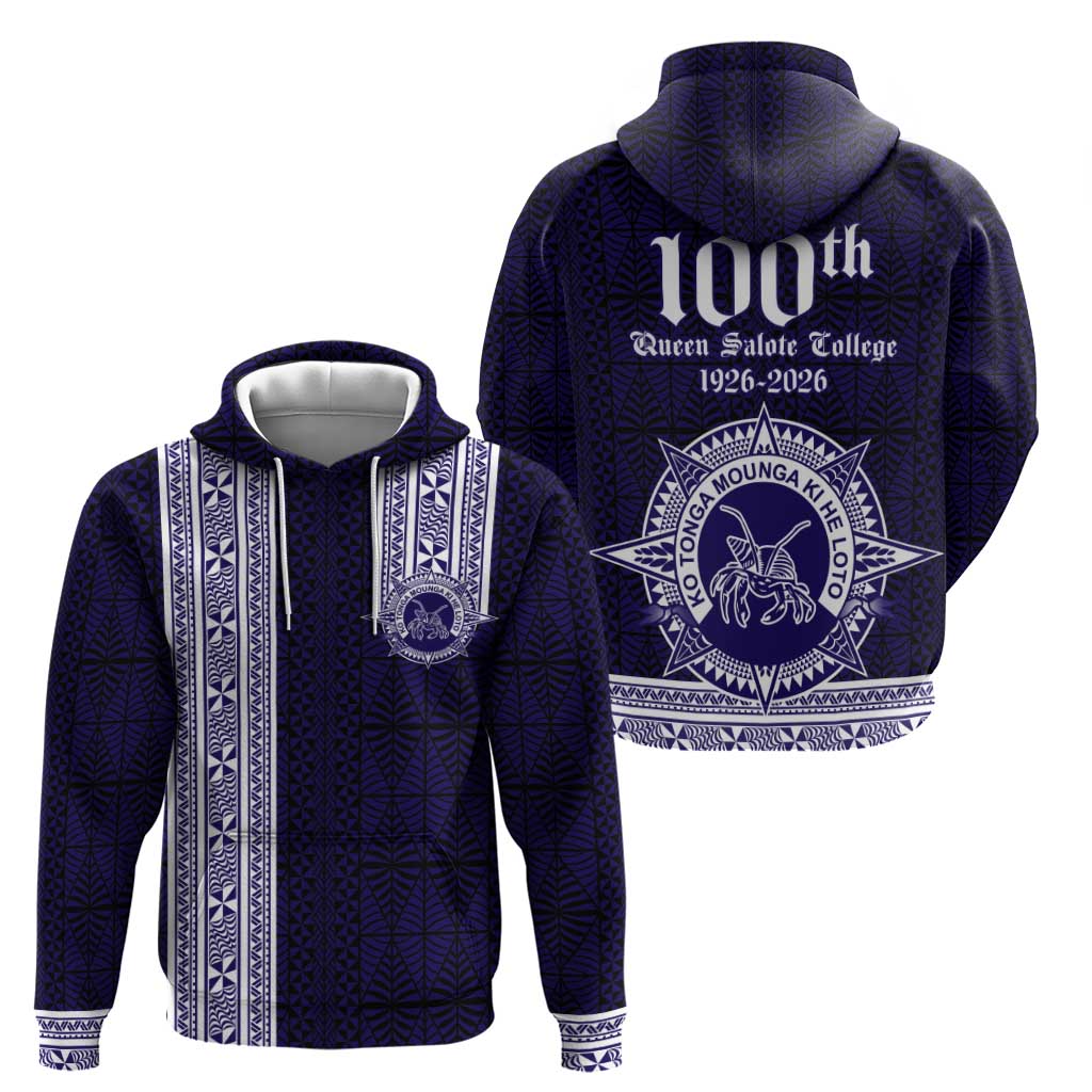 Tonga Queen Salote College 100 years Zip Hoodie QSC 1926-2026 Tongan Pattern