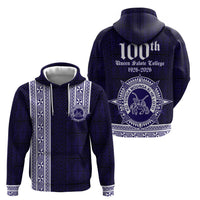 Tonga Queen Salote College 100 years Zip Hoodie QSC 1926-2026 Tongan Pattern