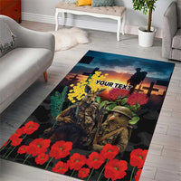 Kangaroo-Kiwi Soldier ANZAC Personalised Area Rug Golden Wattle and Pohutukawa Flowers LT9 - Polynesian Pride