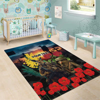 Kangaroo-Kiwi Soldier ANZAC Personalised Area Rug Golden Wattle and Pohutukawa Flowers LT9 - Polynesian Pride