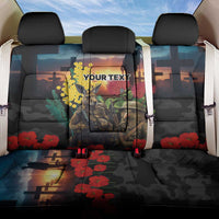 Kangaroo-Kiwi Soldier ANZAC Personalised Back Car Seat Cover Golden Wattle and Pohutukawa Flowers LT9 One Size Black - Polynesian Pride