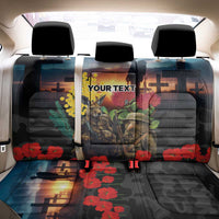 Kangaroo-Kiwi Soldier ANZAC Personalised Back Car Seat Cover Golden Wattle and Pohutukawa Flowers LT9 - Polynesian Pride