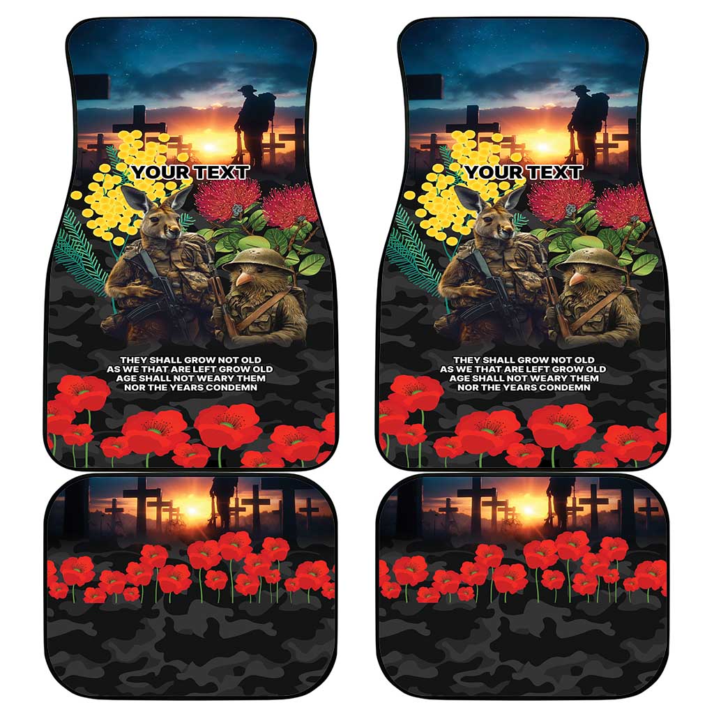 Kangaroo-Kiwi Soldier ANZAC Personalised Car Mats Golden Wattle and Pohutukawa Flowers LT9 - Polynesian Pride