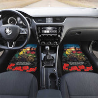 Kangaroo-Kiwi Soldier ANZAC Personalised Car Mats Golden Wattle and Pohutukawa Flowers LT9 Set 2pcs - Front Black - Polynesian Pride