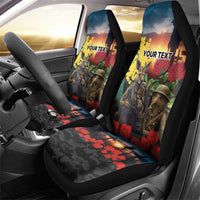Kangaroo-Kiwi Soldier ANZAC Personalised Car Seat Cover Golden Wattle and Pohutukawa Flowers LT9 - Polynesian Pride