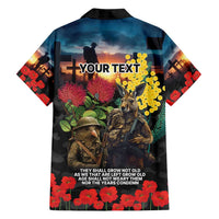 Kangaroo-Kiwi Soldier ANZAC Personalised Family Matching Puletasi and Hawaiian Shirt Golden Wattle and Pohutukawa Flowers LT9 - Polynesian Pride